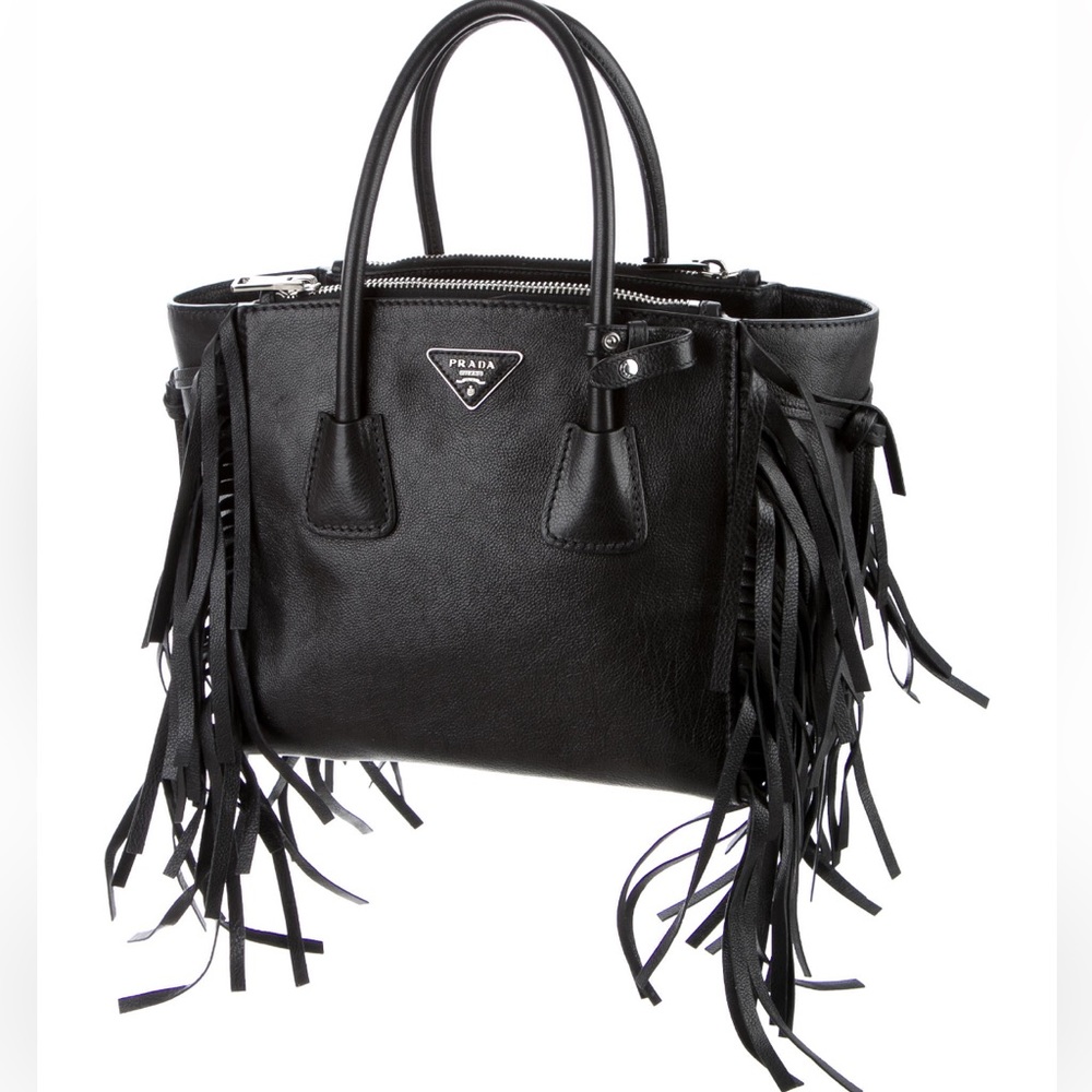 Authentic Prada leather fringe handbag